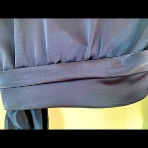 Deep Purple/Eggplant Collared Tie Waist Blouse (Silky)